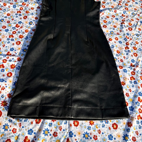 Faux Leather Crystal Embellished Keyhole Shift Dress - Picture 6 of 7